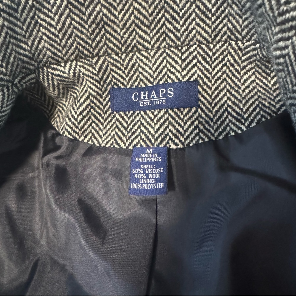 NWT Vtg $130 Chaps Wool Blend Jacket Womens Size M Gray Herringbone Gold Buttons - Picture 5 of 9
